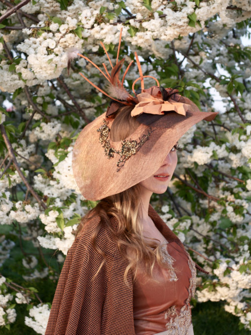 Stylish copper sinamay disc hat