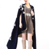 Dark Blue velvet cape embellished with guipure-