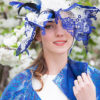 Royal Ascot Blue Hat - - Ornella Gallo Di Fortuna Ivory Sinamay shaped hat,