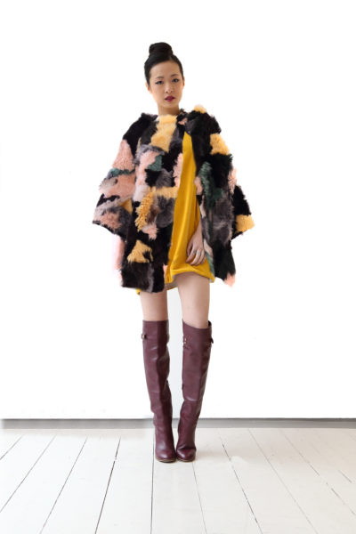 Color-block shearling coat - Ornella Gallo Di Fortuna