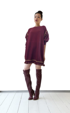 Burgundi Oversized Sweater Dress - Ornella Gallo Di Fortuna