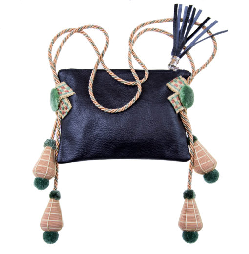 Black and Salmon Tassel Shuoulder Bag