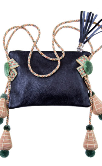 Black and Salmon Tassel Shuoulder Bag