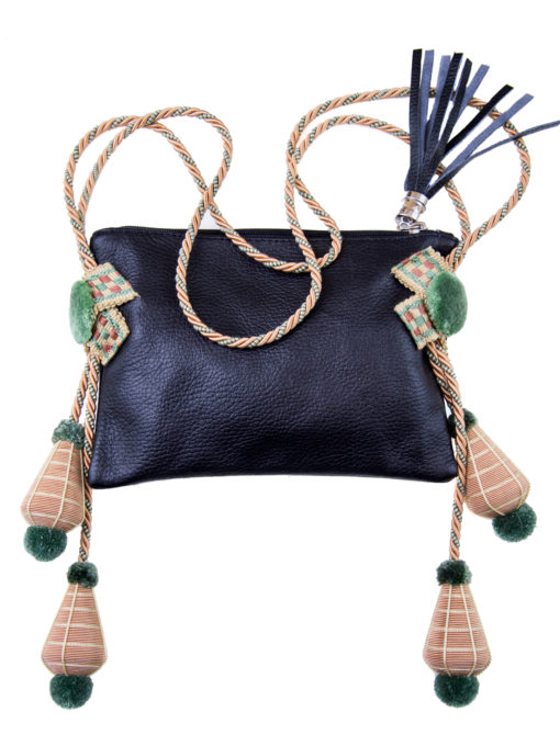 Black and Salmon Tassel Shuoulder Bag