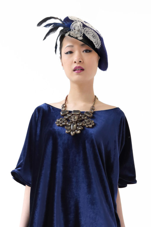 Navy Blue Beret Hat