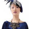 Navy Blue guipure beret hat