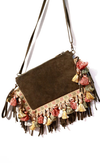 SUEDE SHOULDER BAG WITH FRINGES