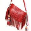 RED CROCO SUEDE & TASSESLS BAG