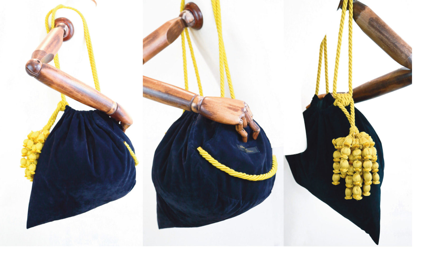 Ornella Gallo Di Fortuna Navy Blue Velvet handbag