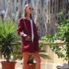 Burgundy-Cotton-Jacket-Pompons