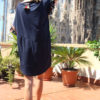 Mini-Dress-Navy-Blue-Pompons-Ornella-Gallo-Di-Fortuna-1