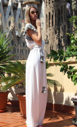 White crepe jumpsuit Back Ornella Gallo Di Fortuna