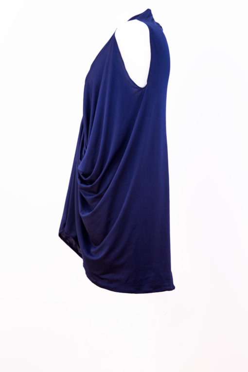 Draped T- Shirt Lycra and silk- Navy Blue- Ornella Gallo Di Fortuna