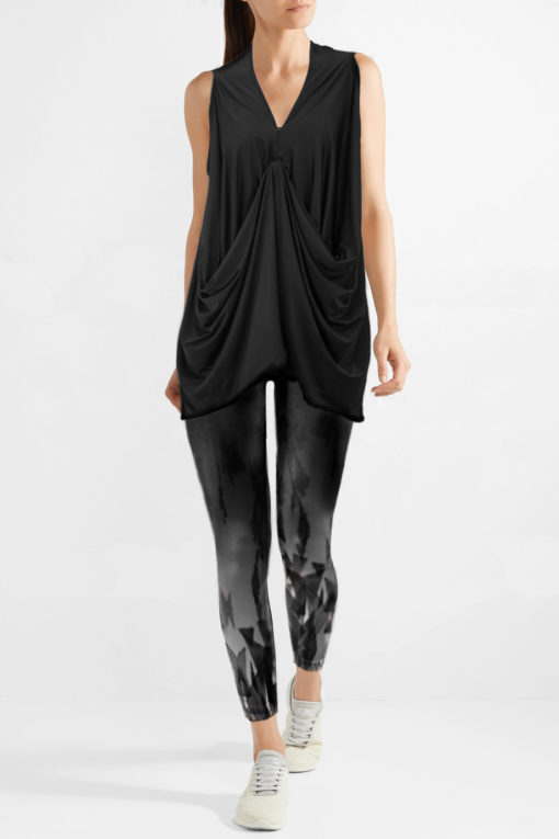 Draped T- Shirt Lycra and silk- Black- Ornella Gallo Di Fortuna