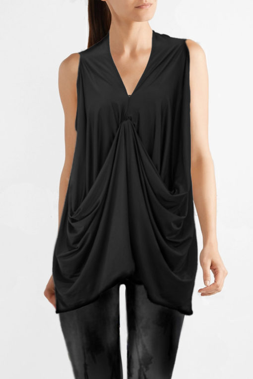 Draped T- Shirt Lycra and silk- Black- Ornella Gallo Di Fortuna